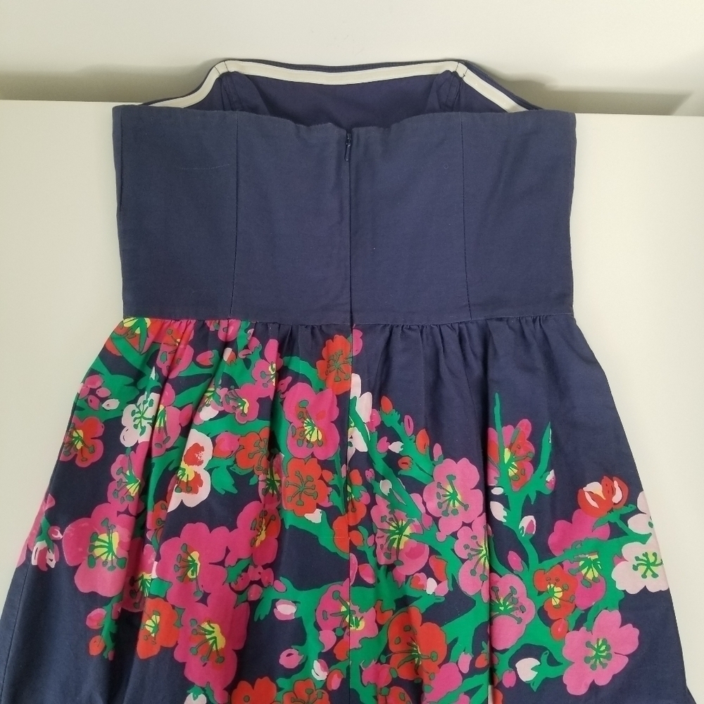 Lilly Pulitzer Lottie Blue Cherry Floral Strapless Mini Dress Size 6 - Picture 4 of 16